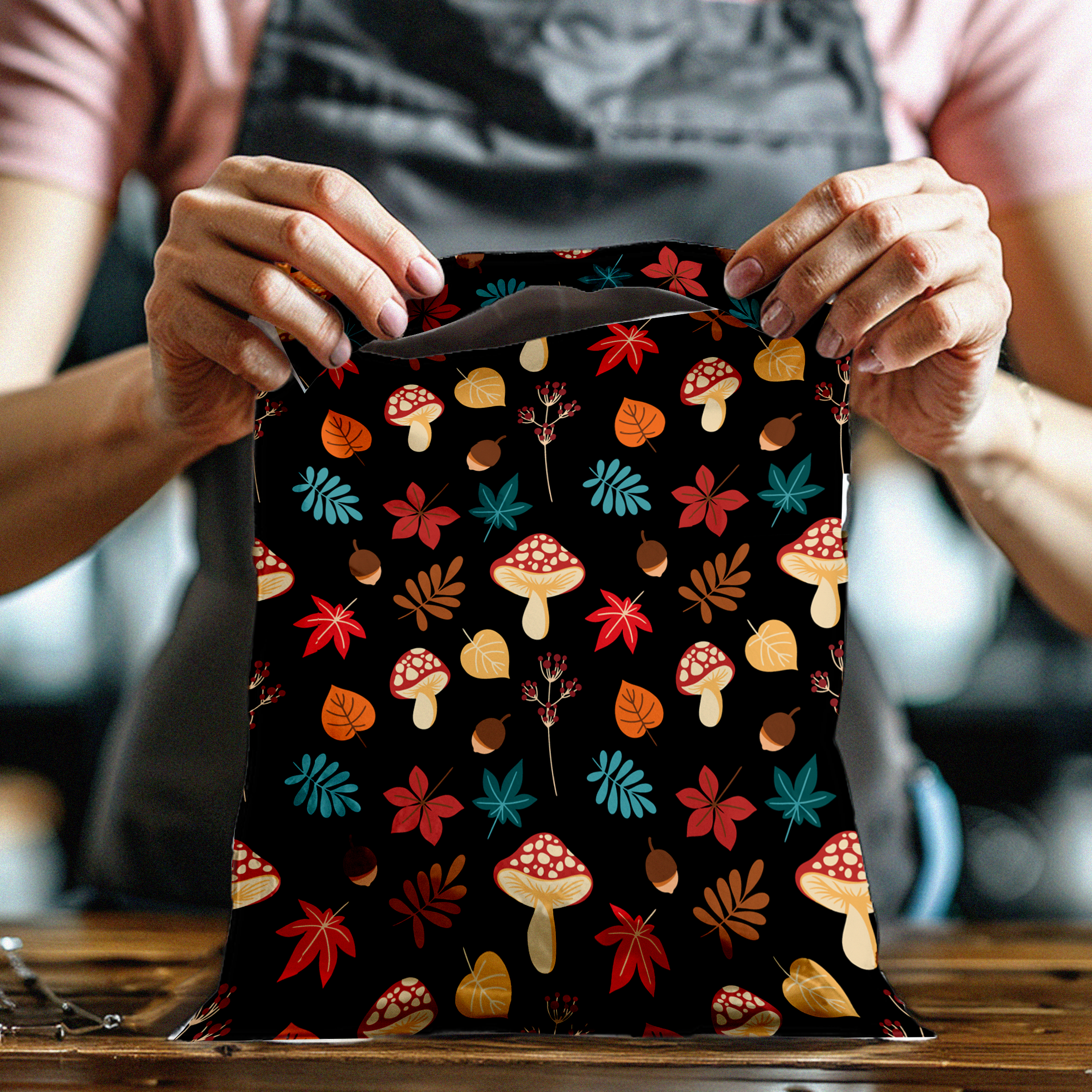 10x13 Autumn Mushrooms Poly Mailers – Shipping Bags for Small Business