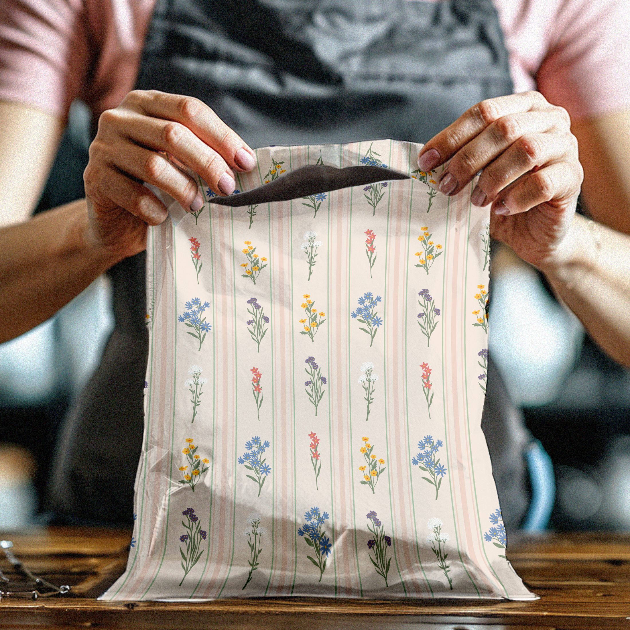 10x13 Striped Florals Poly Mailers – Shipping Bags for Small Business