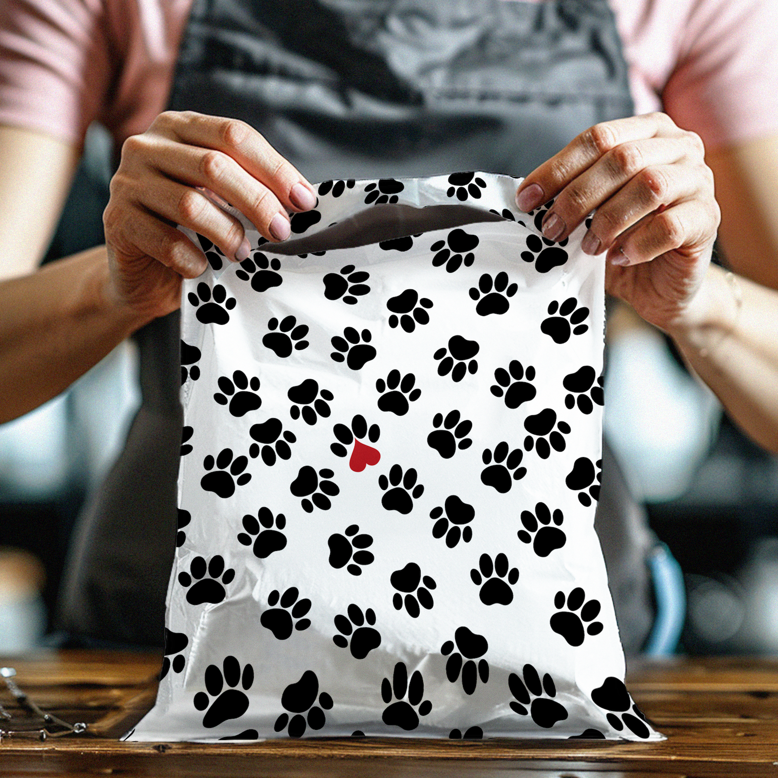 12x15 Paw Prints Poly Mailers – Shipping Bags for Small Business