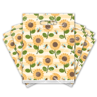 12x15 Sunflowers and Bees Poly Merchandise Bags – Retail Bags with Die-Cut Handles (2 Mil)