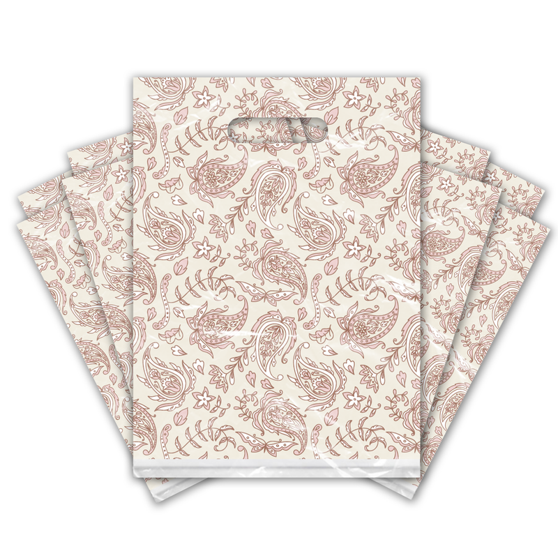9x12 Pink Paisley Designer Poly Plastic Merchandise Bags Premium Printed Bags