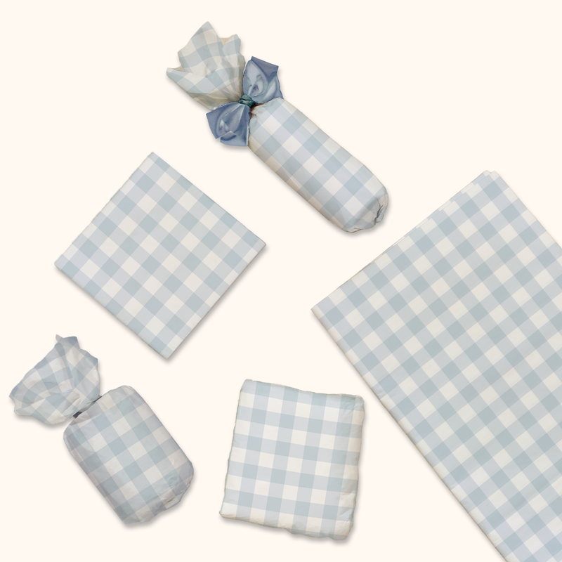 Blue Gingham Designer Tissue Paper for Gift Bags
