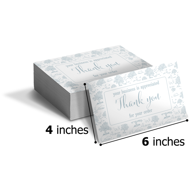 Blue Toile Insert Cards for Business Customers
