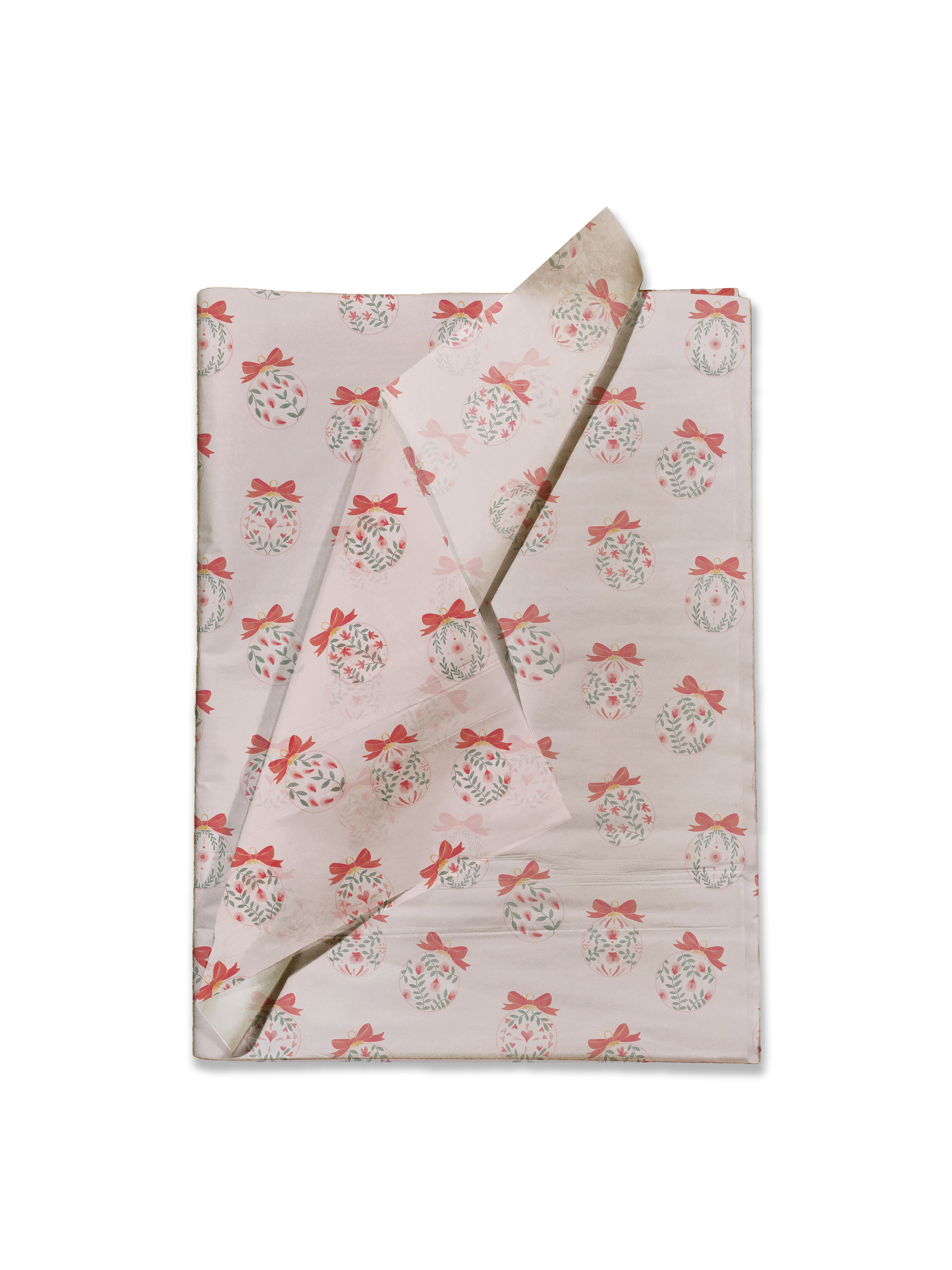 Vintage Floral Christmas Baubles Tissue Paper – 20 x 30 Holiday Gift Wrap Tissue Paper