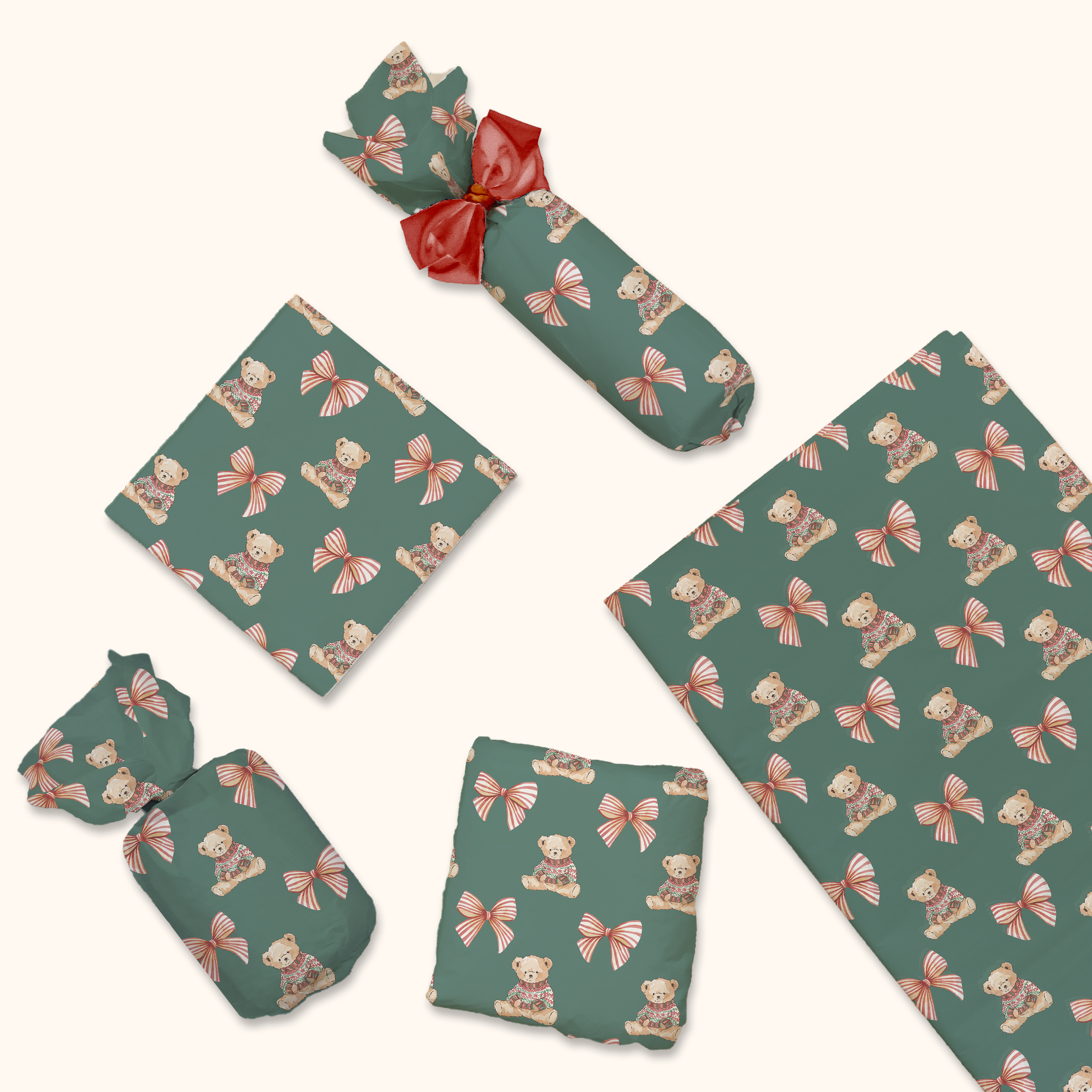 Christmas Teddy Bear Tissue Paper – 20 x 30 Holiday Gift Wrap Tissue Paper