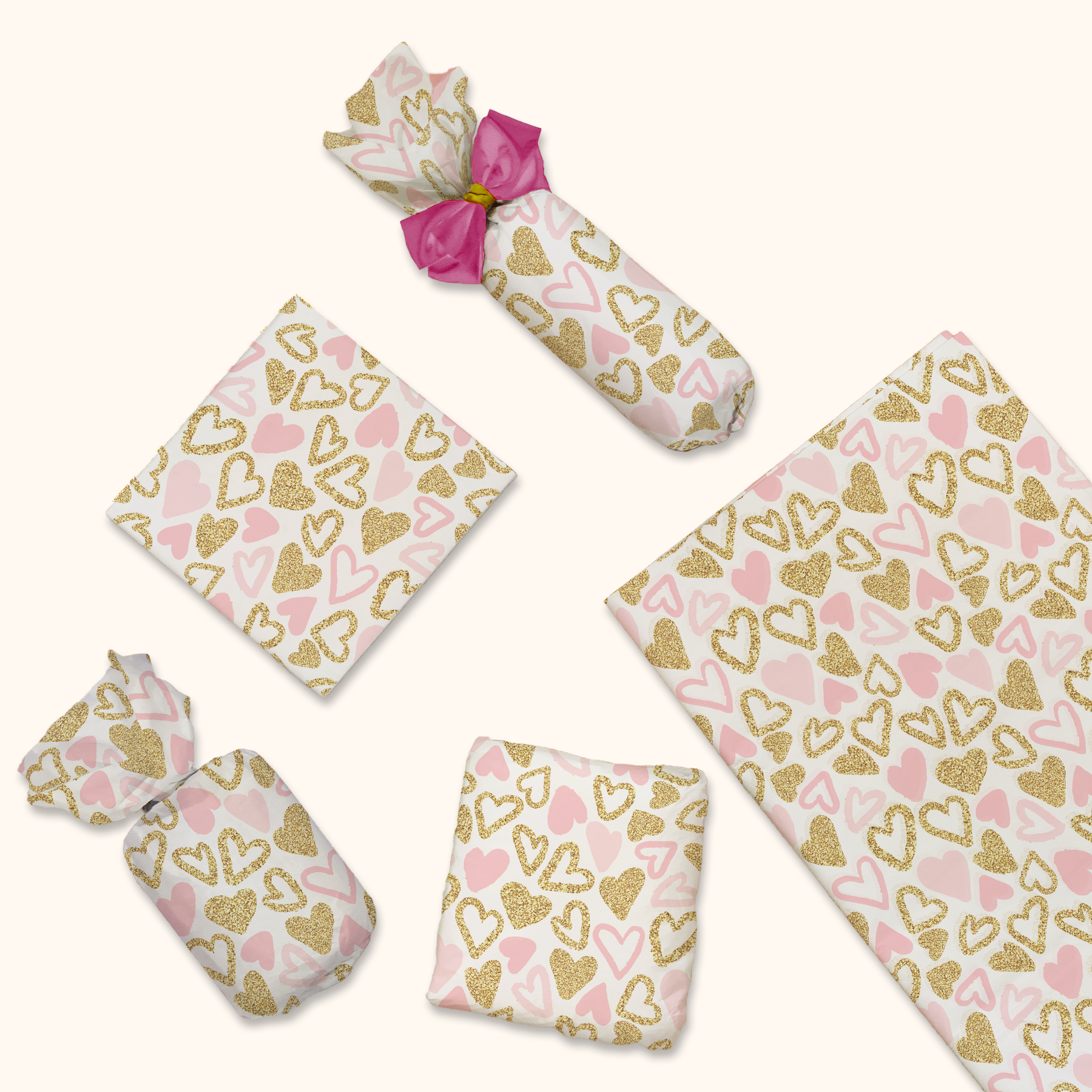 Pink and Gold Hearts 20x30 Tissue Paper – Gift Wrapping & Boutique Packaging