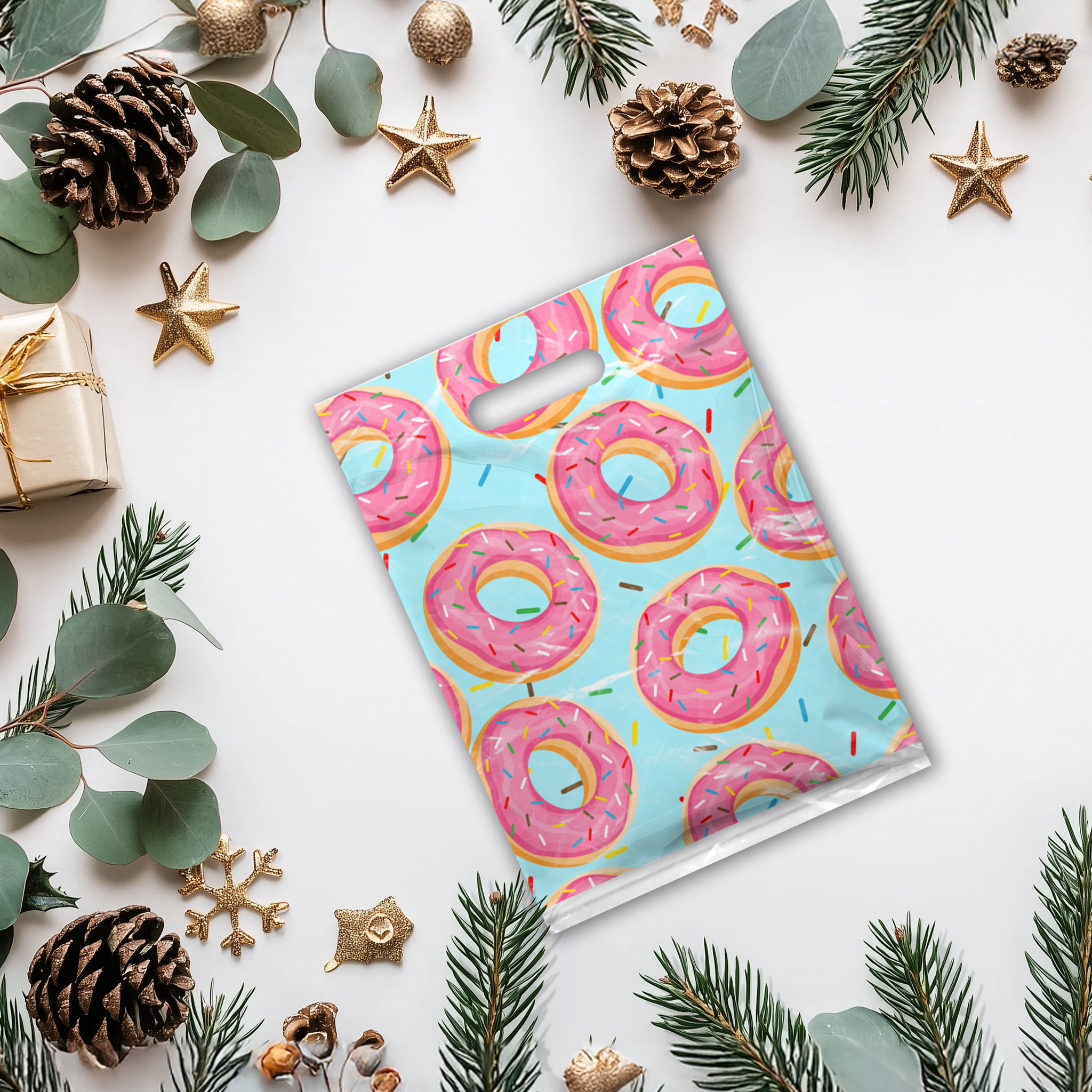 9x12 Donut Poly Merchandise Bags – Retail Bags with Die-Cut Handles (2 Mil)