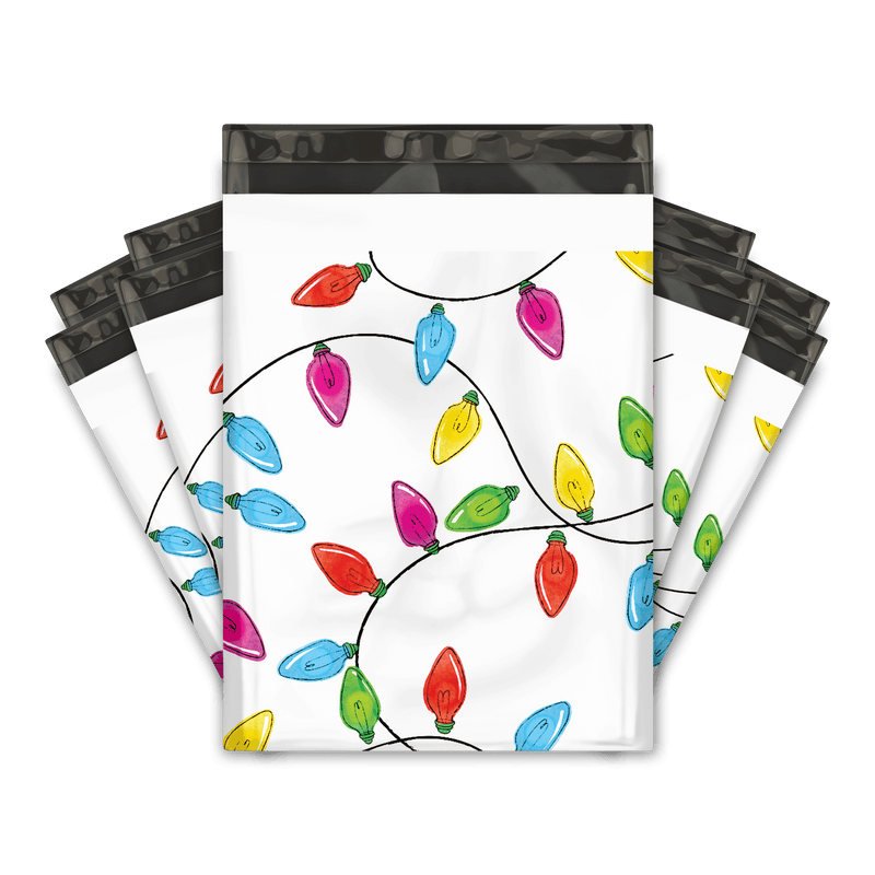 Multiple 10x13 Christmas Lights Themed Poly Mailers
