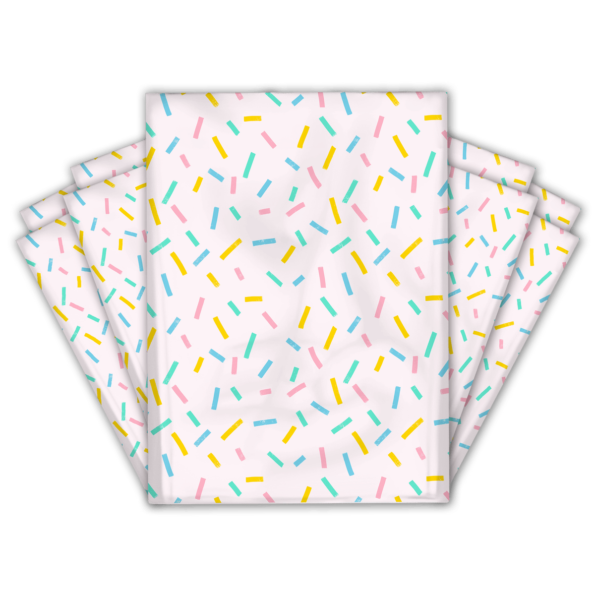 Multiple 10x13 Confetti Themed Poly Mailers Back Side