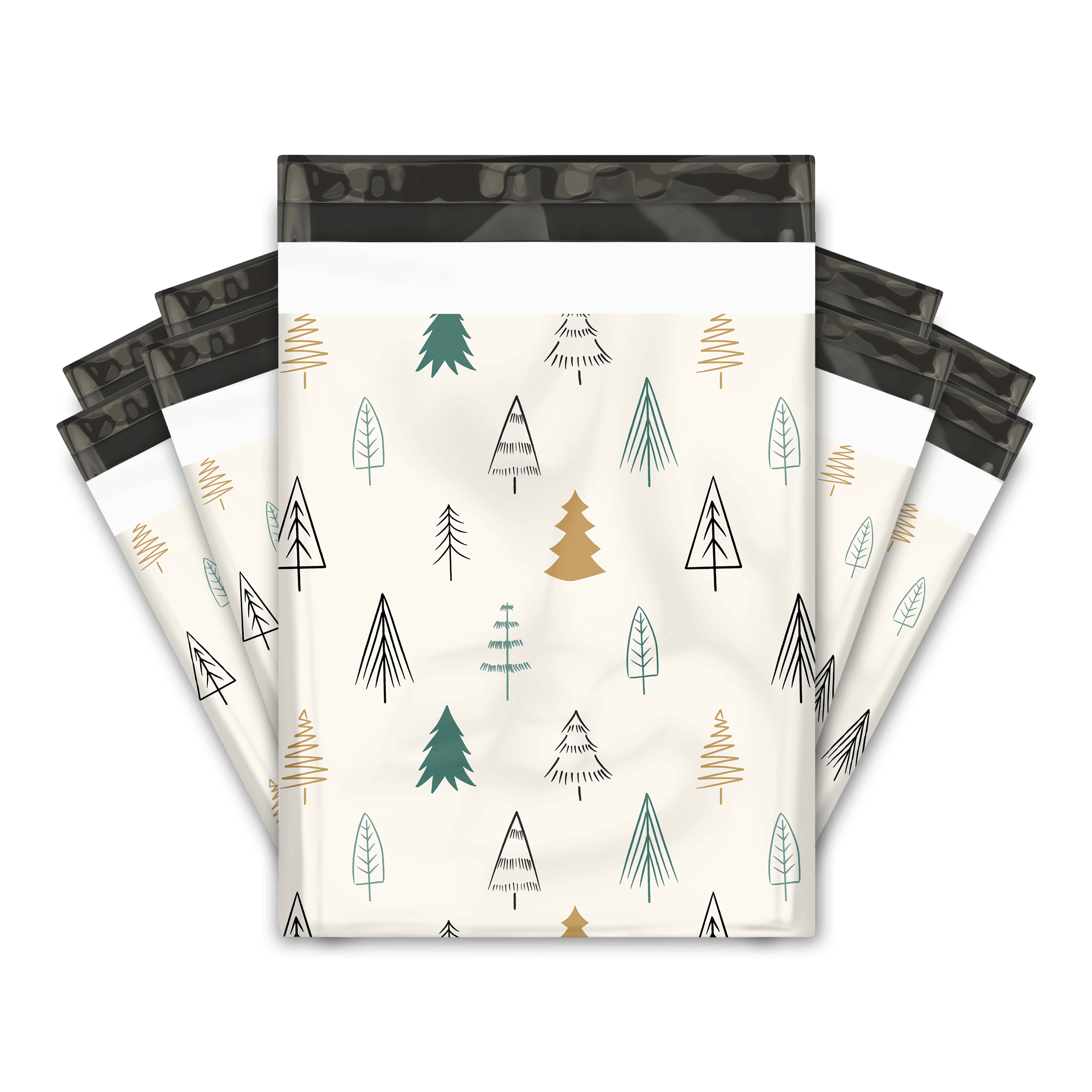 Christmas Fir Trees Designer Poly Mailers Shipping Envelopes Premium Printed Bags