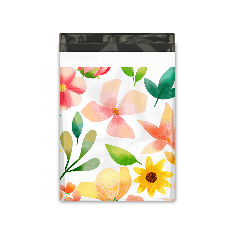 10x13 Watercolor Flowers Designer Poly Mailers Shipping Envelopes Premium Printed Bags - Pro Supply Global