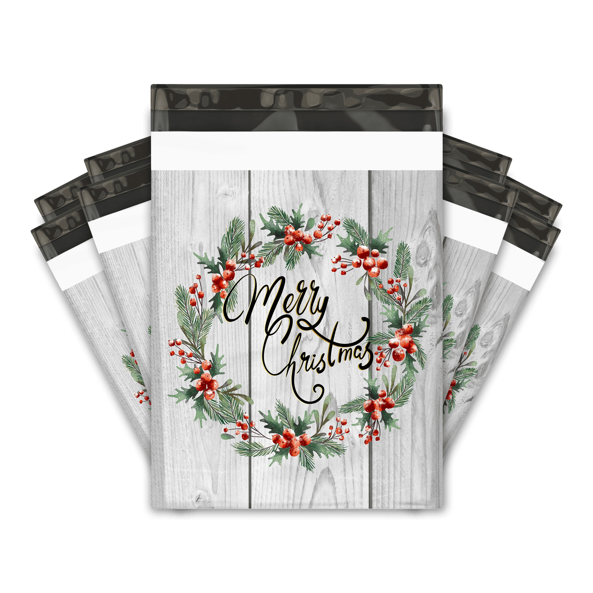 Multiple 10x13 Christmas Wreath Themed Poly Mailers