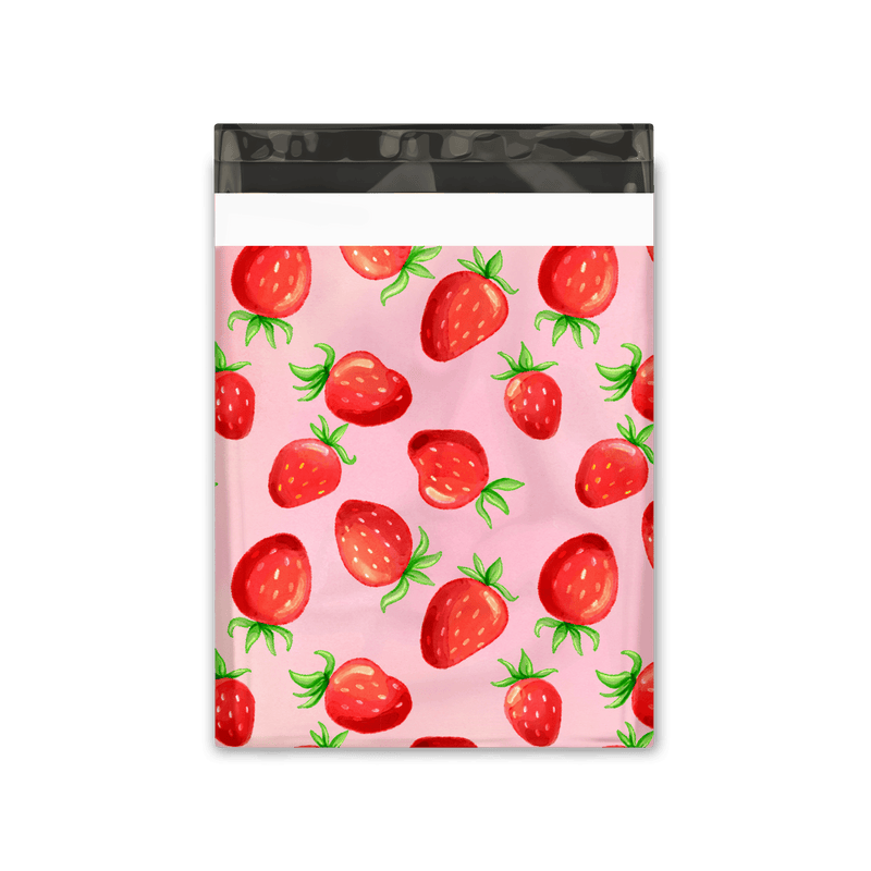10x13 Watercolor Strawberries Designer Poly Mailers Shipping Envelopes Premium Printed Bags - Pro Supply Global