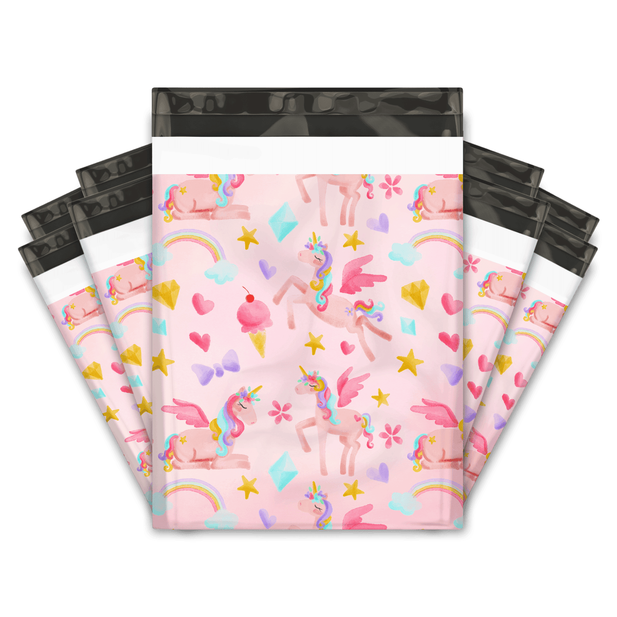Unicorn Pink Rainbow Designer Poly Mailers Bags Pro Supply Global