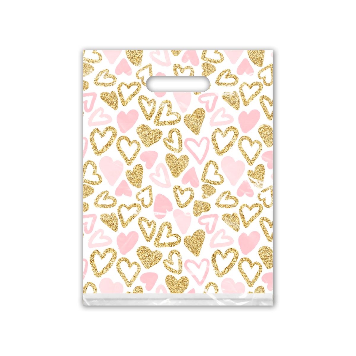 Pink & Gold Hearts Designer Poly Merchandise shipping bag Pro Supply Global
