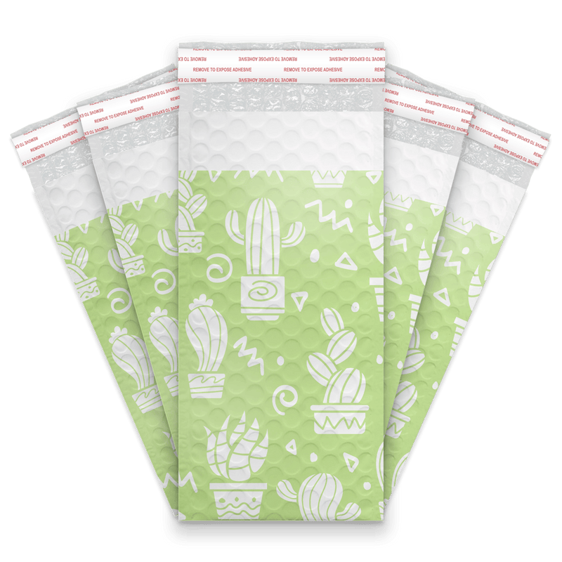 Green Cactus Designer Poly Bubble Mailer Padded Shipping Bags Pro Supply Global