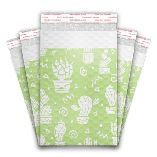 6x9 Green Cactus Designer Self Seal Poly Bubble Mailers Shipping Envelopes Custom Boutique Padded Bags