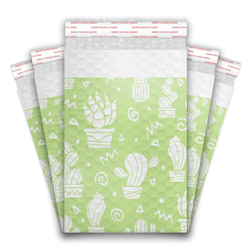 Green Cactus Designer Poly Bubble Mailer Padded Shipping Bags Pro Supply Global