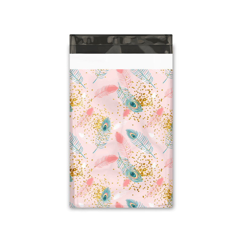 Pink Peacock Printed Designer Poly mailers bags Pro supply Global