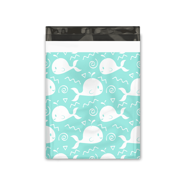 12x15" Blue Whales Designer Poly Mailers Shipping Envelopes Premium Printed Bags - Pro Supply Global