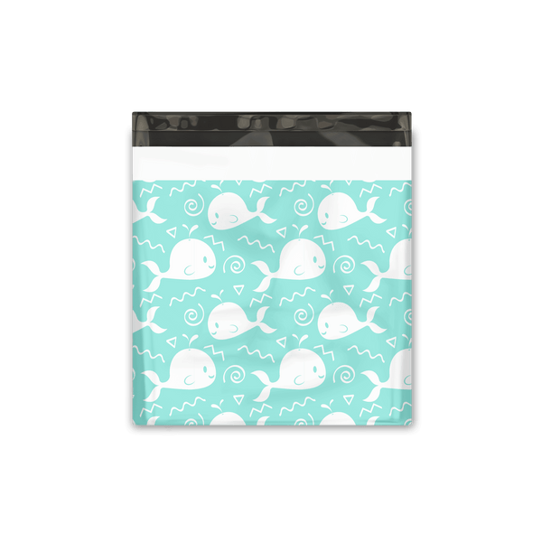 18x18" Blue Whales Designer Poly Mailers Shipping Envelopes Premium Printed Bags - Pro Supply Global