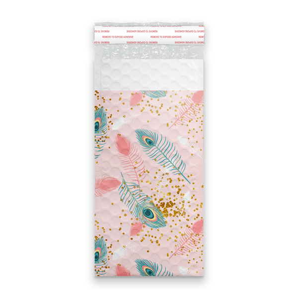 4x8 Pink Peacock Designer Self Seal Poly Bubble Mailers Shipping Envelopes Custom Boutique Padded Bags - Pro Supply Global
