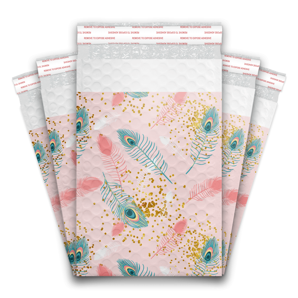 Pink Peacock Designer Poly Bubble Mailers Padded Bags Pro supply Global