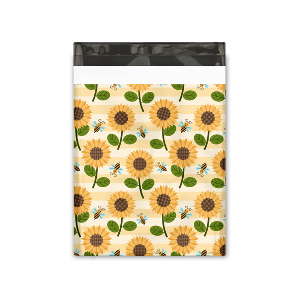 12x15" Sunflowers and Bees Designer Poly Mailers Shipping Envelopes Premium Printed Bags - Pro Supply Global