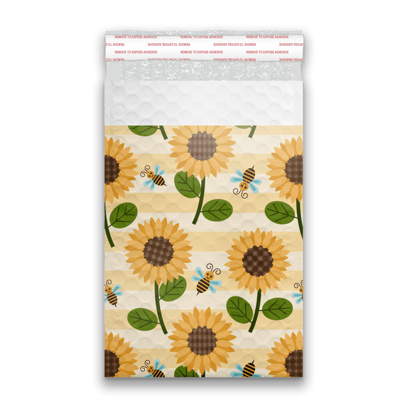 6x9 Sunflowers and Bees Designer Self Seal Poly Bubble Mailers Shipping Envelopes Custom Boutique Padded Bags - Pro Supply Global