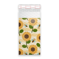 4x8 Sunflowers and Bees Designer Self Seal Poly Bubble Mailers Shipping Envelopes Custom Boutique Padded Bags - Pro Supply Global