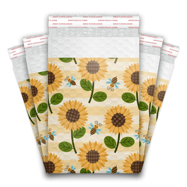 Sunflower and Bees Designer Poly bubble mailers padded bags Pro supply Global