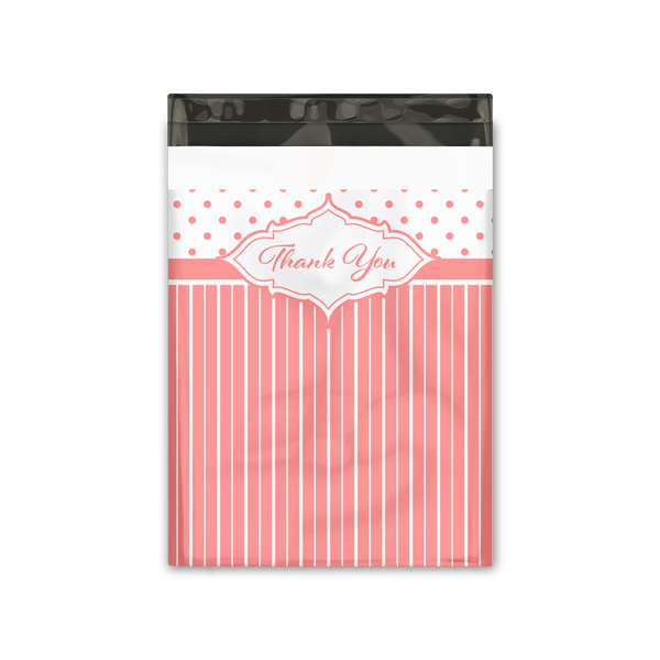 10x13 Pink Thank You Stripes Polka Dots & Chevron Poly Mailers Shipping Envelopes Premium Printed Bags - Pro Supply Global