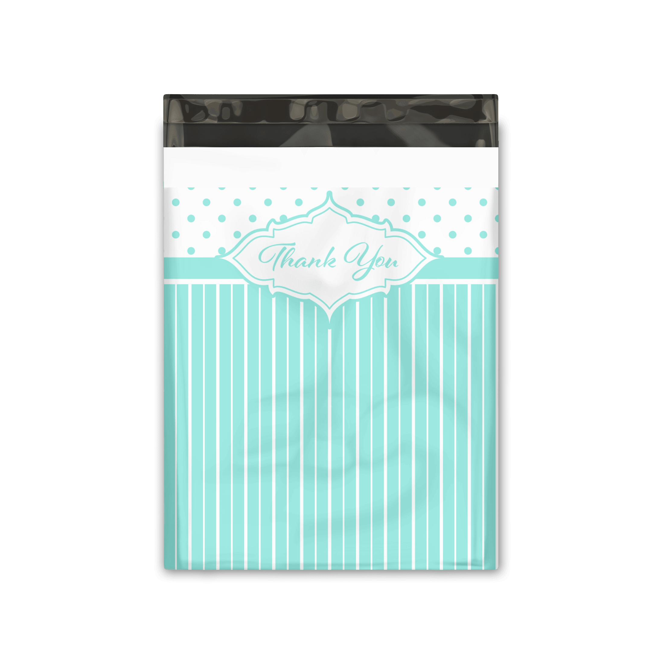 10x13 Turquoise Thank You Stripes Polka Dots & Chevron Poly Mailers Shipping Envelopes Premium Printed Bags - Pro Supply Global