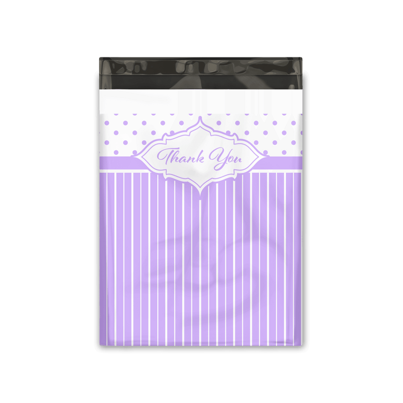 10x13 Purple Thank You Stripes Polka Dots & Chevron Poly Mailers Shipping Envelopes Premium Printed Bags - Pro Supply Global