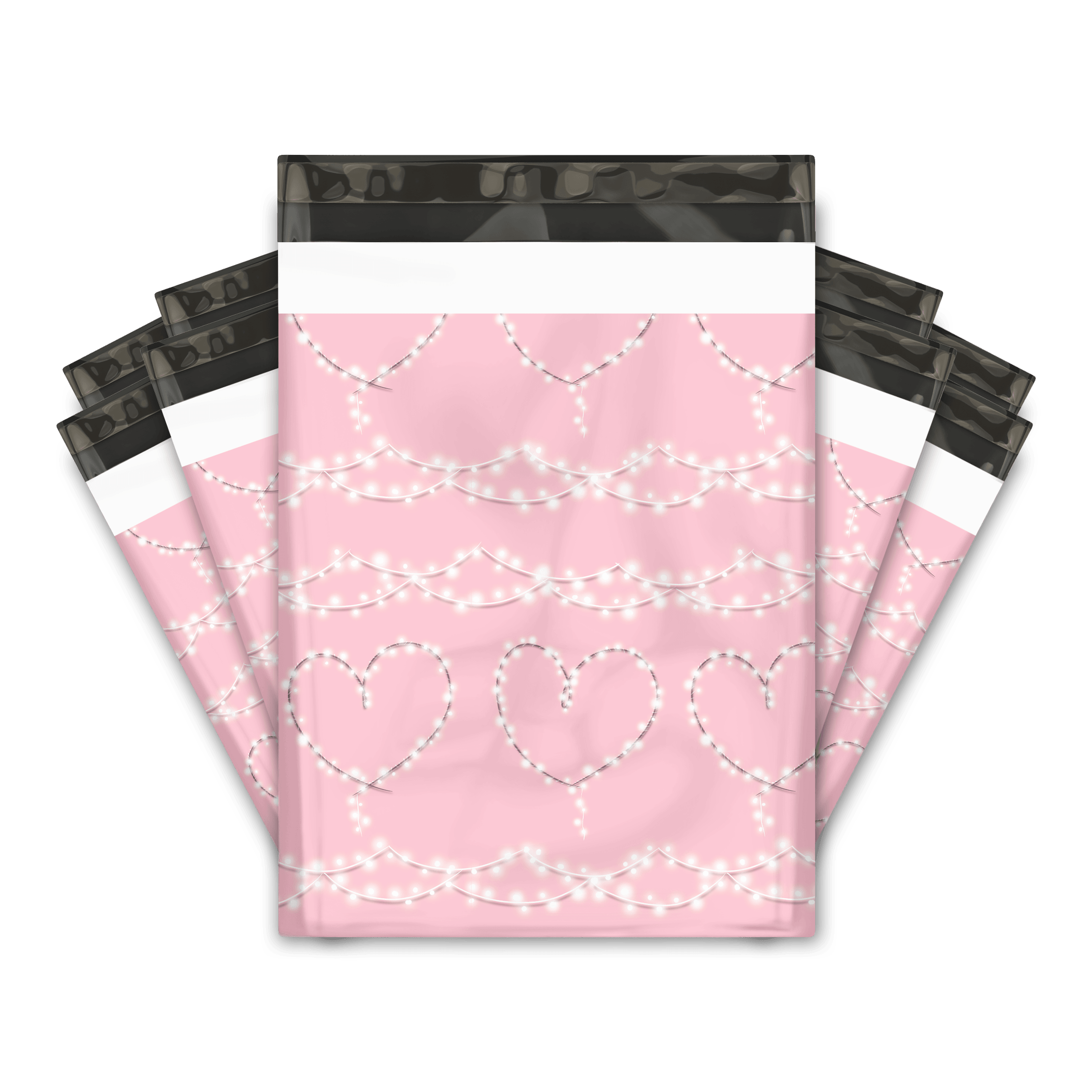 Pink Hearts & Lights Designer Poly mailer shipping bag Pro supply Global