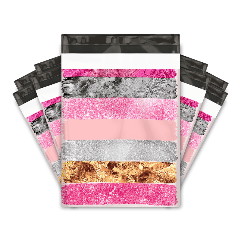 Pink Strokes Designer Poly Mailers Shipping Envelopes Premium Printed Bags