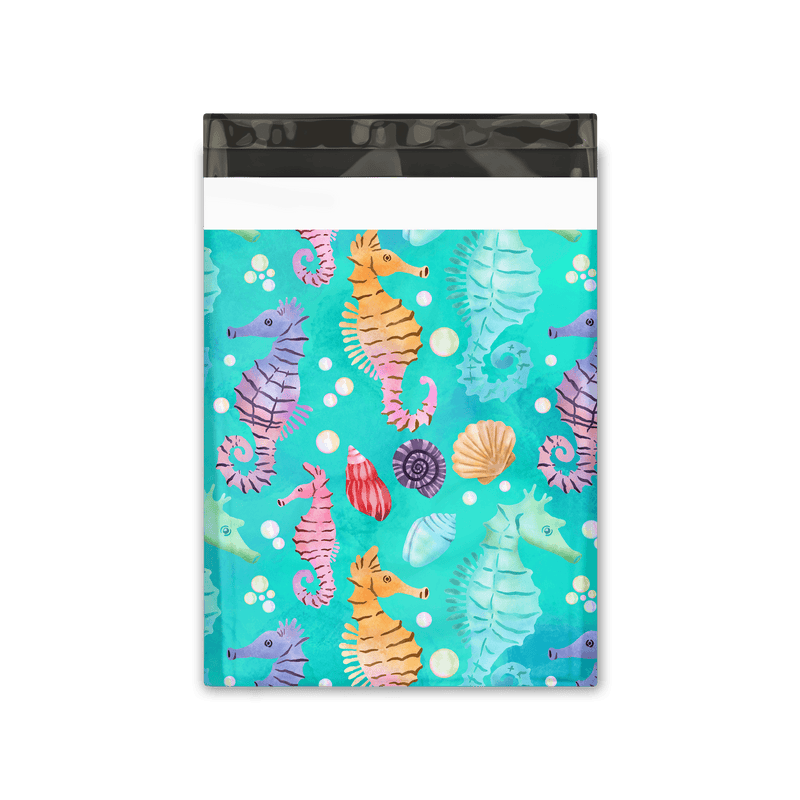 10x13 Seahorses Poly Mailers Shipping Envelopes Premium Printed Bags - Pro Supply Global