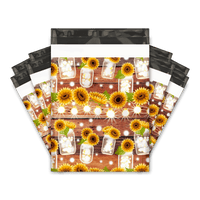 Sunflower Mason Jars Designer Poly Mailers Shipping Envelopes Premium Printed Bags Pro Supply Global