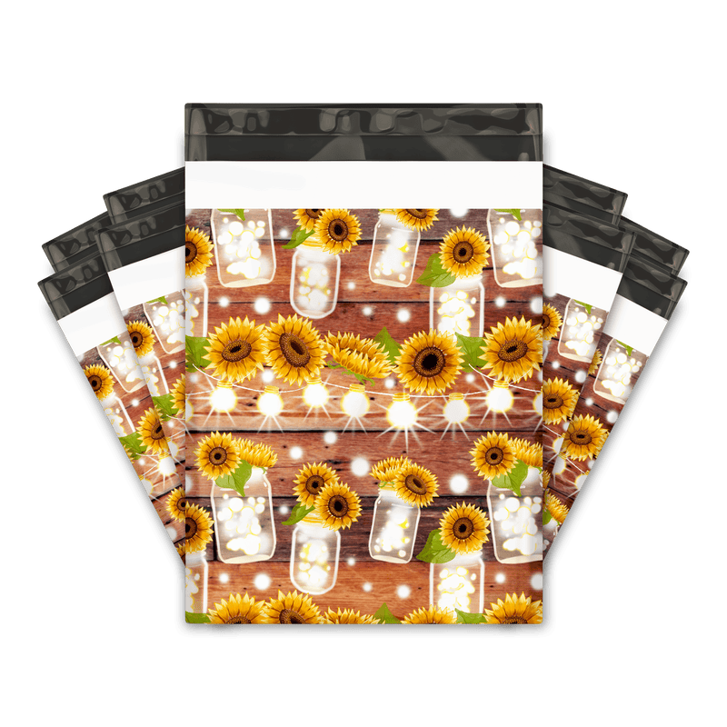 Sunflower Mason Jars Designer Poly Mailers Shipping Envelopes Premium Printed Bags Pro Supply Global
