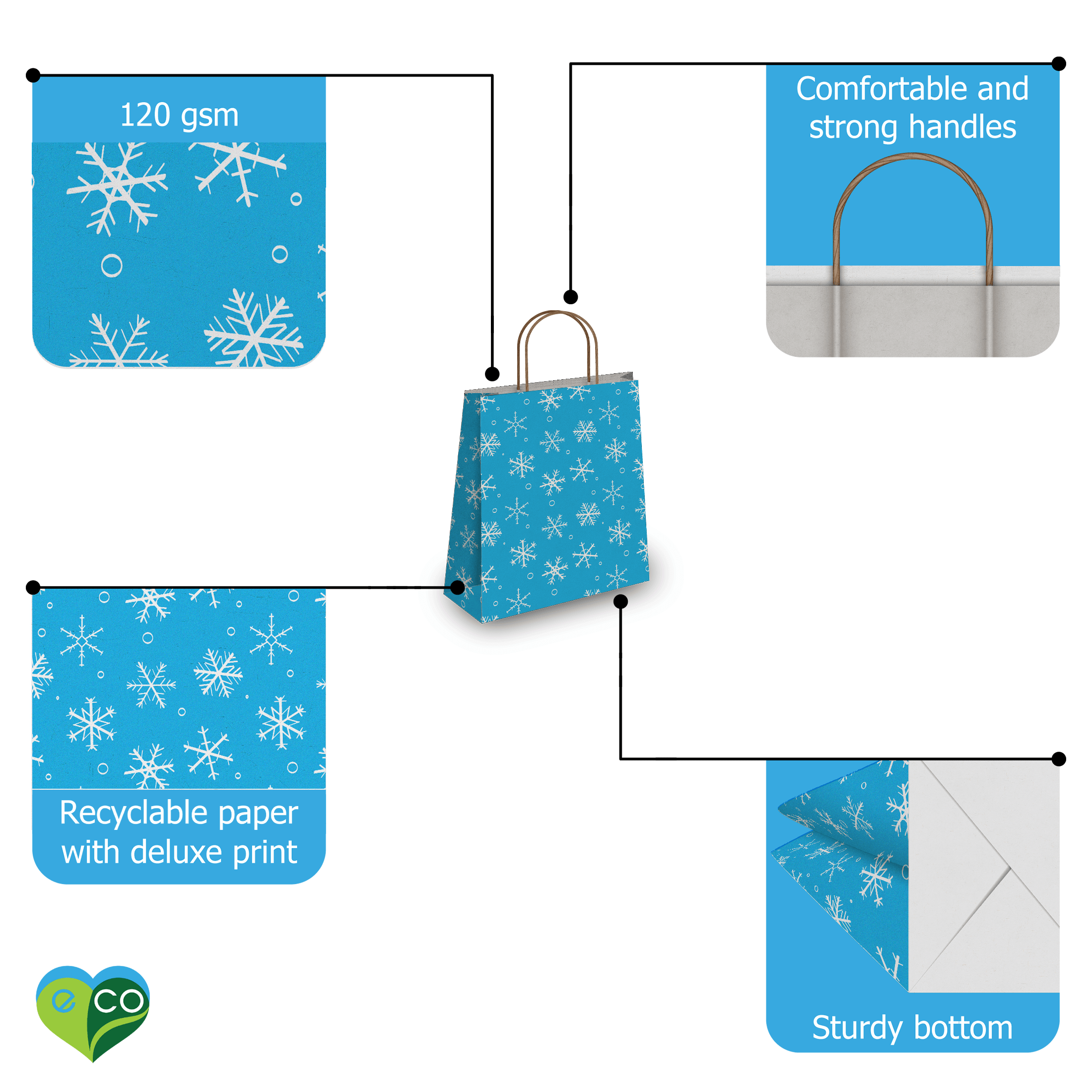 Christmas Lights Kraft Gift Bags Mixed Size Set - Pro Supply Global