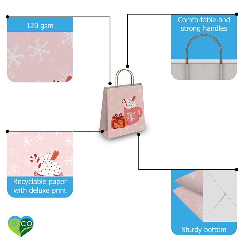 Snowflakes Kraft Gift Bags Mixed Size Set - Pro Supply Global