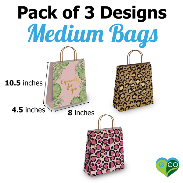 Leopard Prints Kraft Gift Bags (10.5x8x4.5 inches) - Pro Supply Global