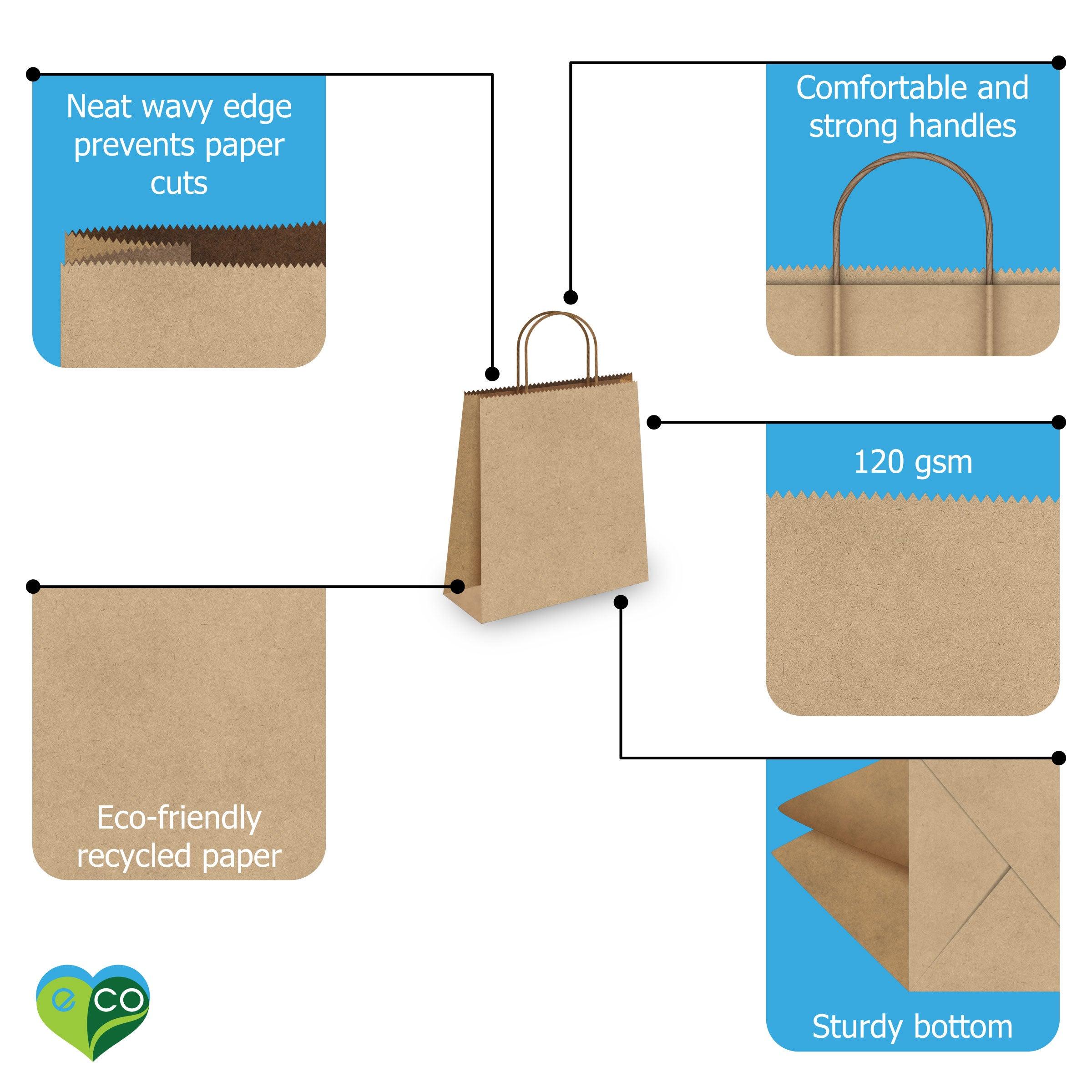 White Kraft shopping bags 8x4.5x10.5 inch - Pro Supply Global