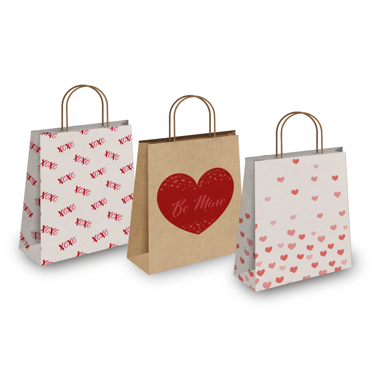 XOXO Valentines Day Kraft Paper Shopping Bags Designer Printed Pro Supply Global