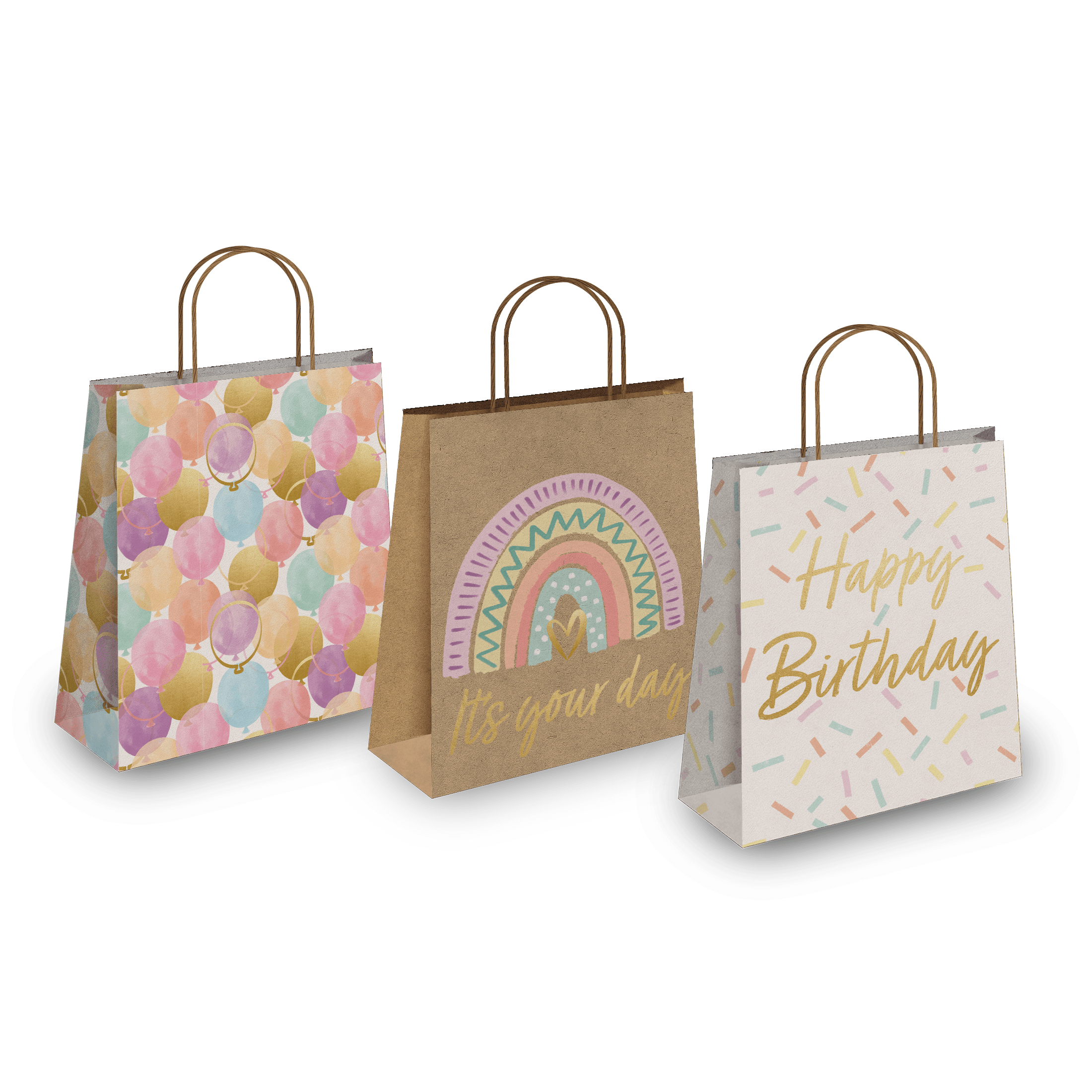 Birthday Kraft Gift Bags Set