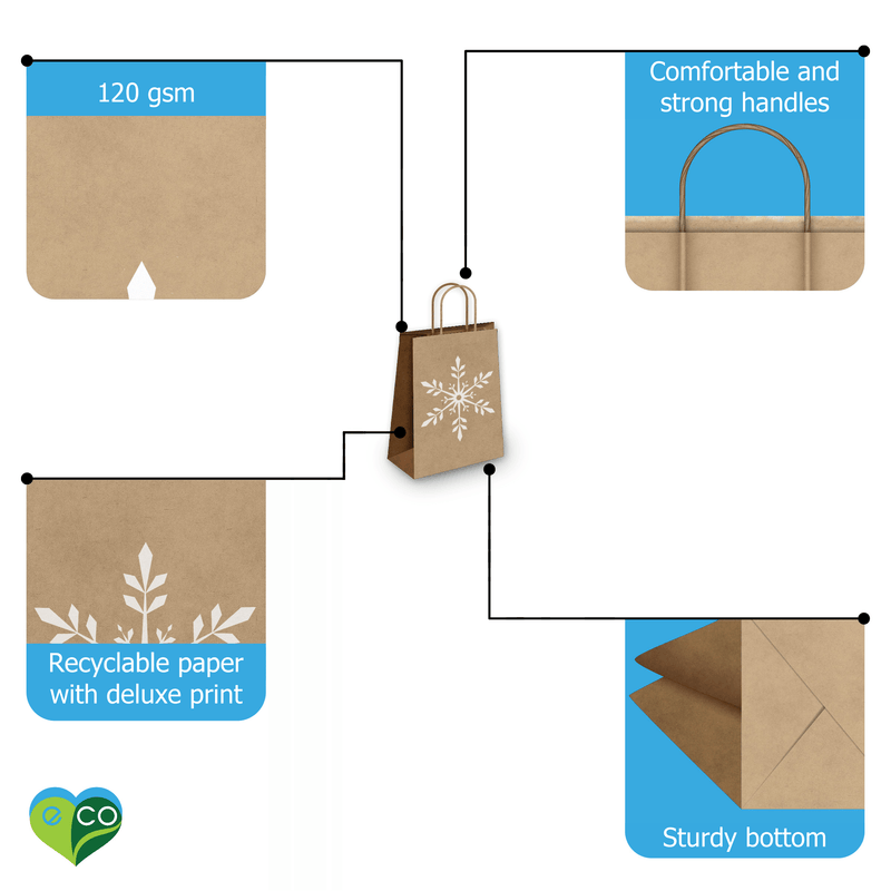 Fir Trees Kraft Gift Bags Mixed Size Set - Pro Supply Global