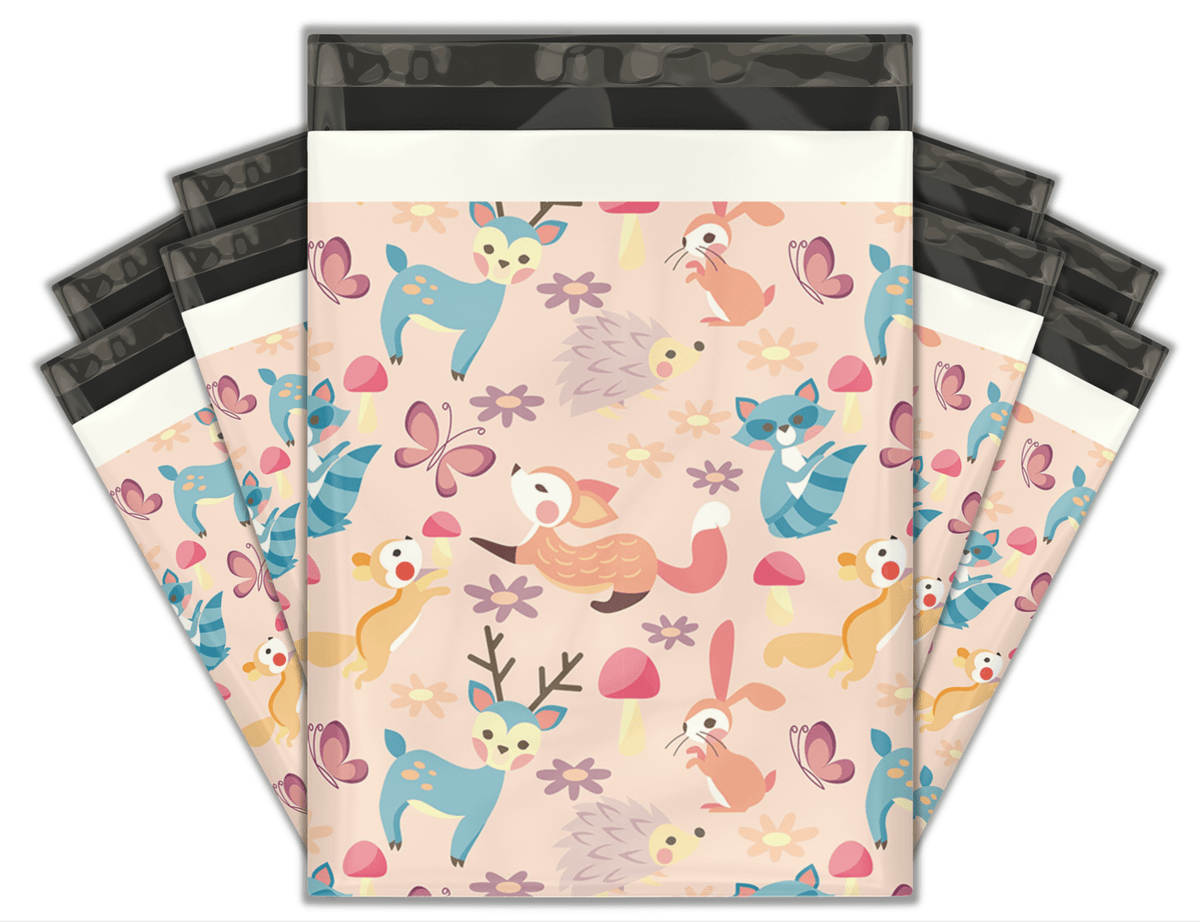 Woodland Critters Designer Poly Mailers  Shipping Envelopes 