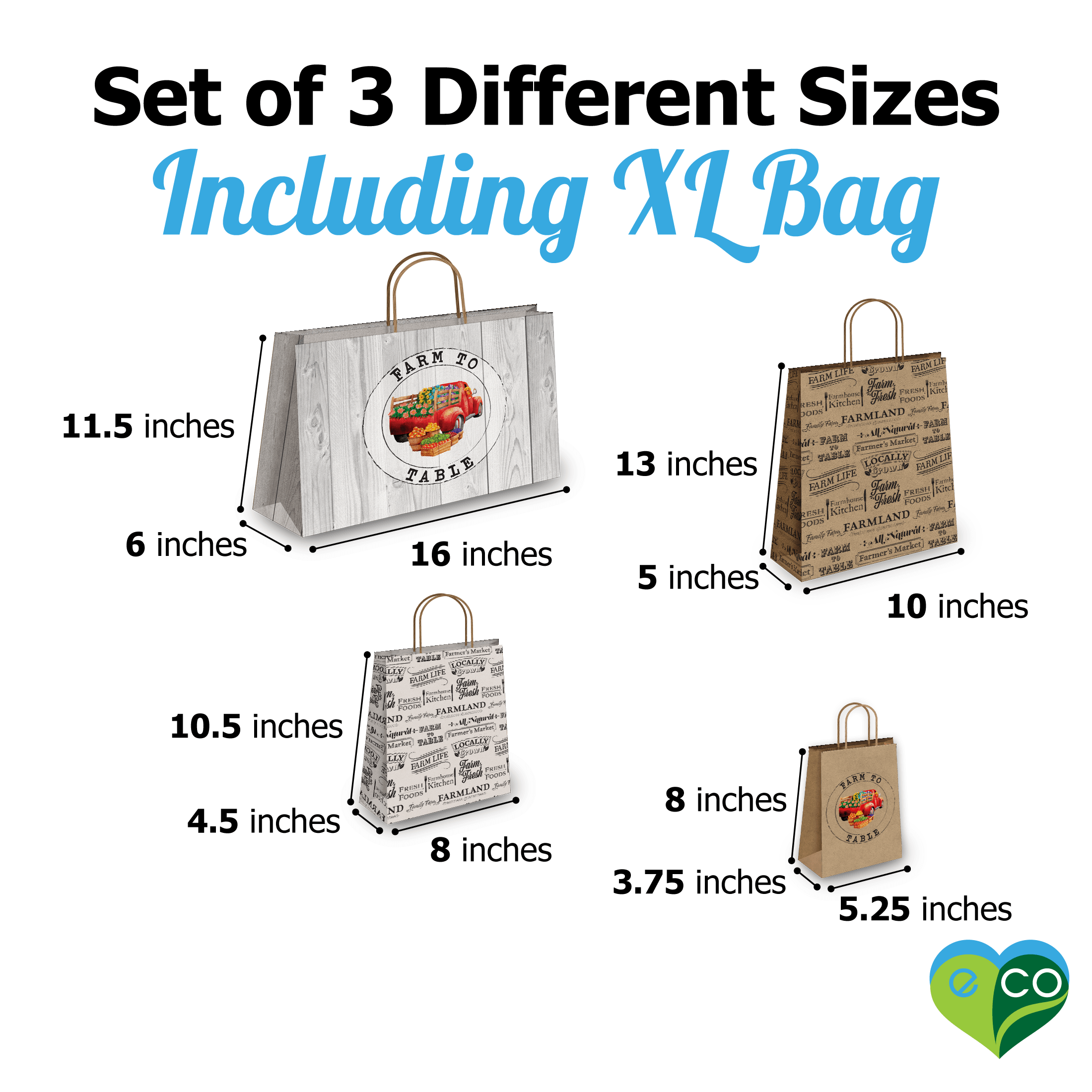 Sizes of discount gift bags