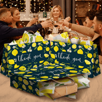 Lemons Vogue Large Birthday Gift Bags Kraft Shopping Bags with Handles (11.5x16x6 inches) - Pro Supply Global
