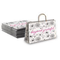 Black and White Floral Large Birthday Gift Bags Vogue Kraft Shopping Bags With Handles